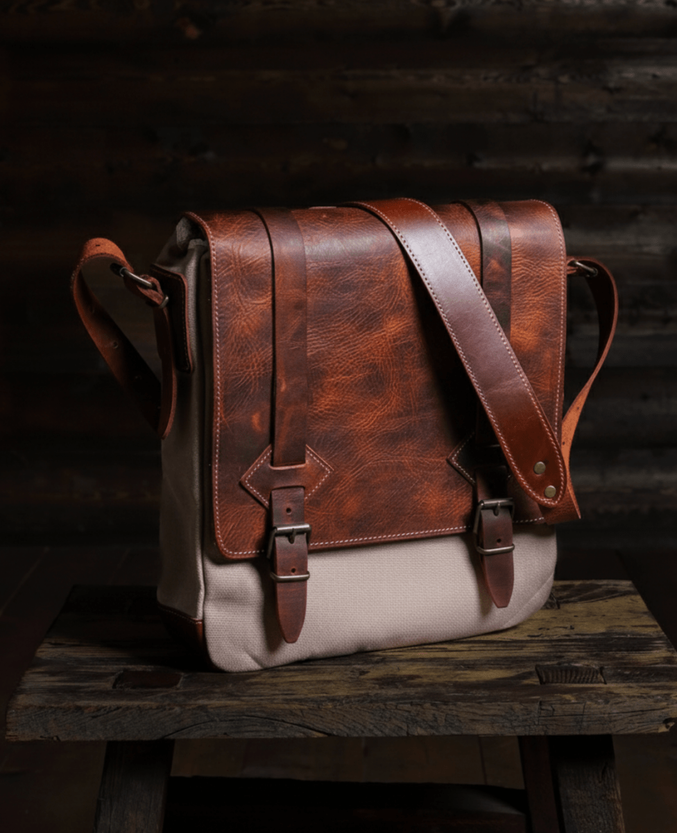 Handmade Messenger Bag, Laptop Bag, Briefcase Bag. Size : 13 inch to 17 inch with Brown-Green - Black 99percenthandmade