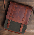 Handmade Messenger Bag, Laptop Bag, Briefcase Bag. Size : 13 inch to 17 inch with Brown-Green - Black 99percenthandmade