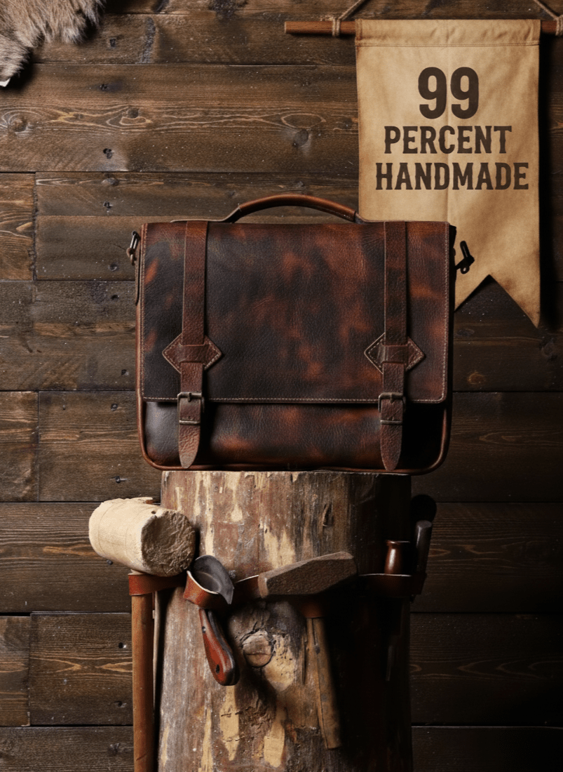 Handmade Messenger Bag, Laptop Bag, Briefcase Bag. Size : 13 inch to 17 inch with Brown-Green - Black 99percenthandmade