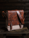 Handmade Messenger Bag, Laptop Bag, Briefcase Bag. Size : 13 inch to 17 inch with Brown-Green - Black 99percenthandmade