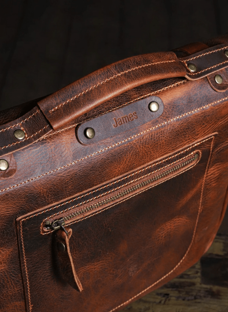 Handmade Messenger Bag, Laptop Bag, Briefcase Bag. Size : 13 inch to 17 inch with Brown-Green - Black 99percenthandmade