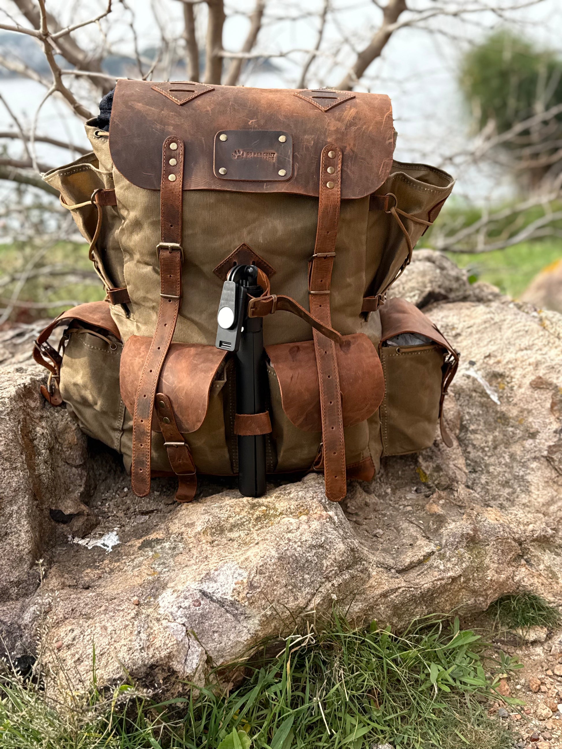 anchor print canvas backpack with faux leather trim 2026 Edition