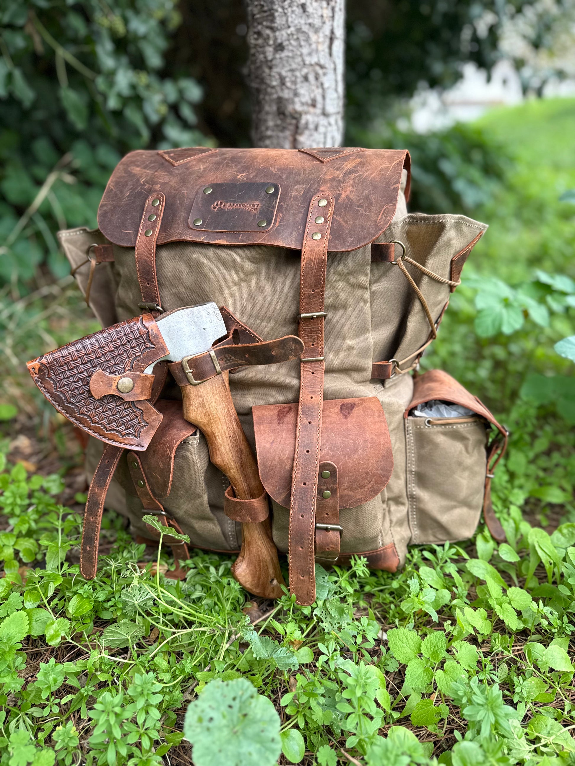 anchor print canvas backpack with faux leather trim 2026 Edition