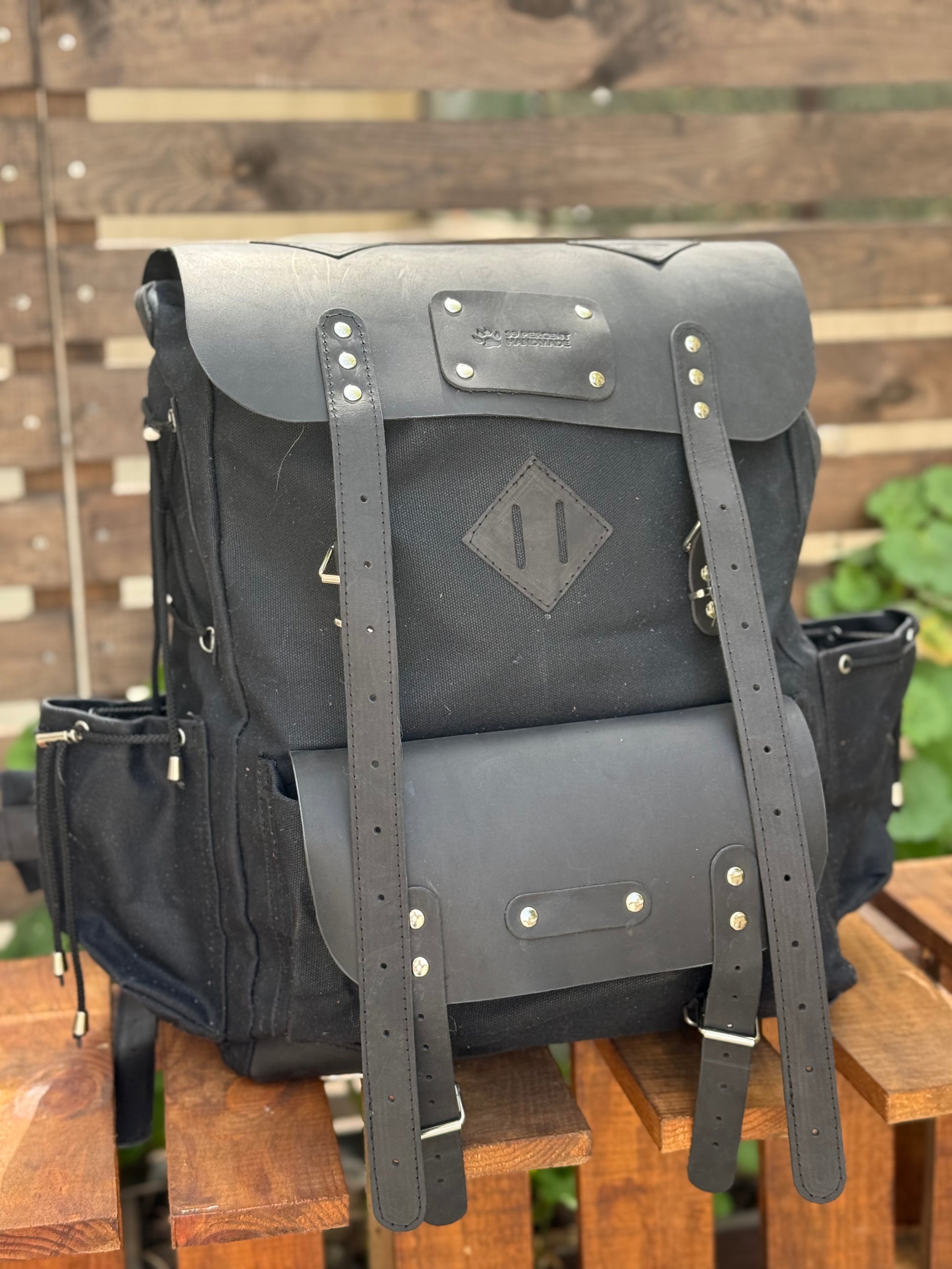 amazon canvas leather backpacks Leather and Waxed Canvas Backpack | Hiking Backpack | Extra large | Bushcraft