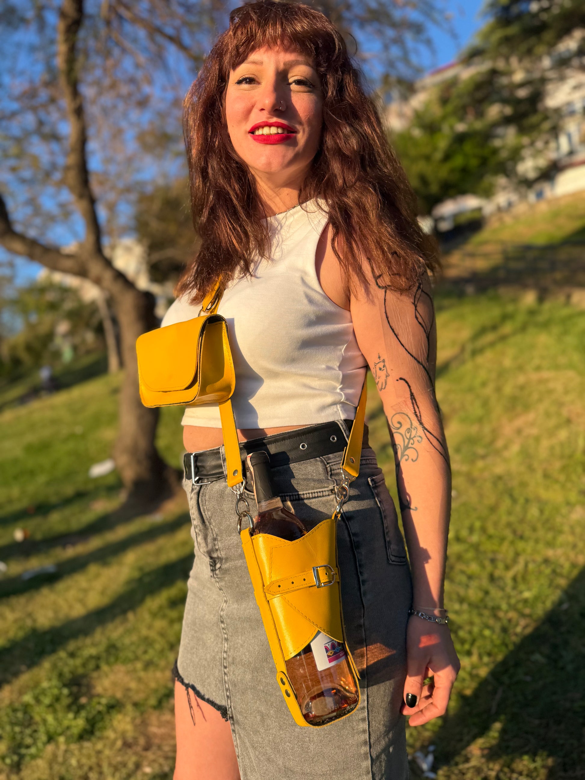 Handmade Leather Stanley Thermos Holder & Bottle Sling Set | Adjustable Dual Drink Carriers with Phone & Wallet Pouches | Universal Fit Thermos Bag Collection. 99percenthandmade