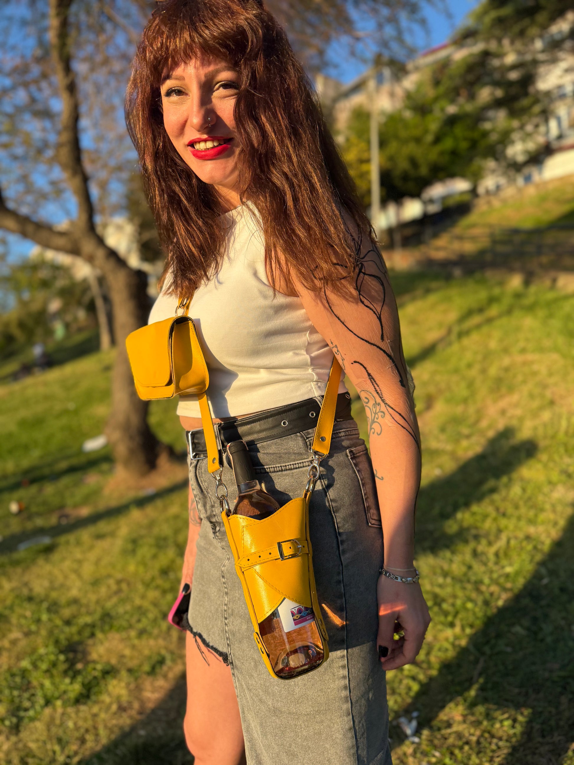 Handmade Leather Stanley Thermos Holder & Bottle Sling Set | Adjustable Dual Drink Carriers with Phone & Wallet Pouches | Universal Fit Thermos Bag Collection. 99percenthandmade