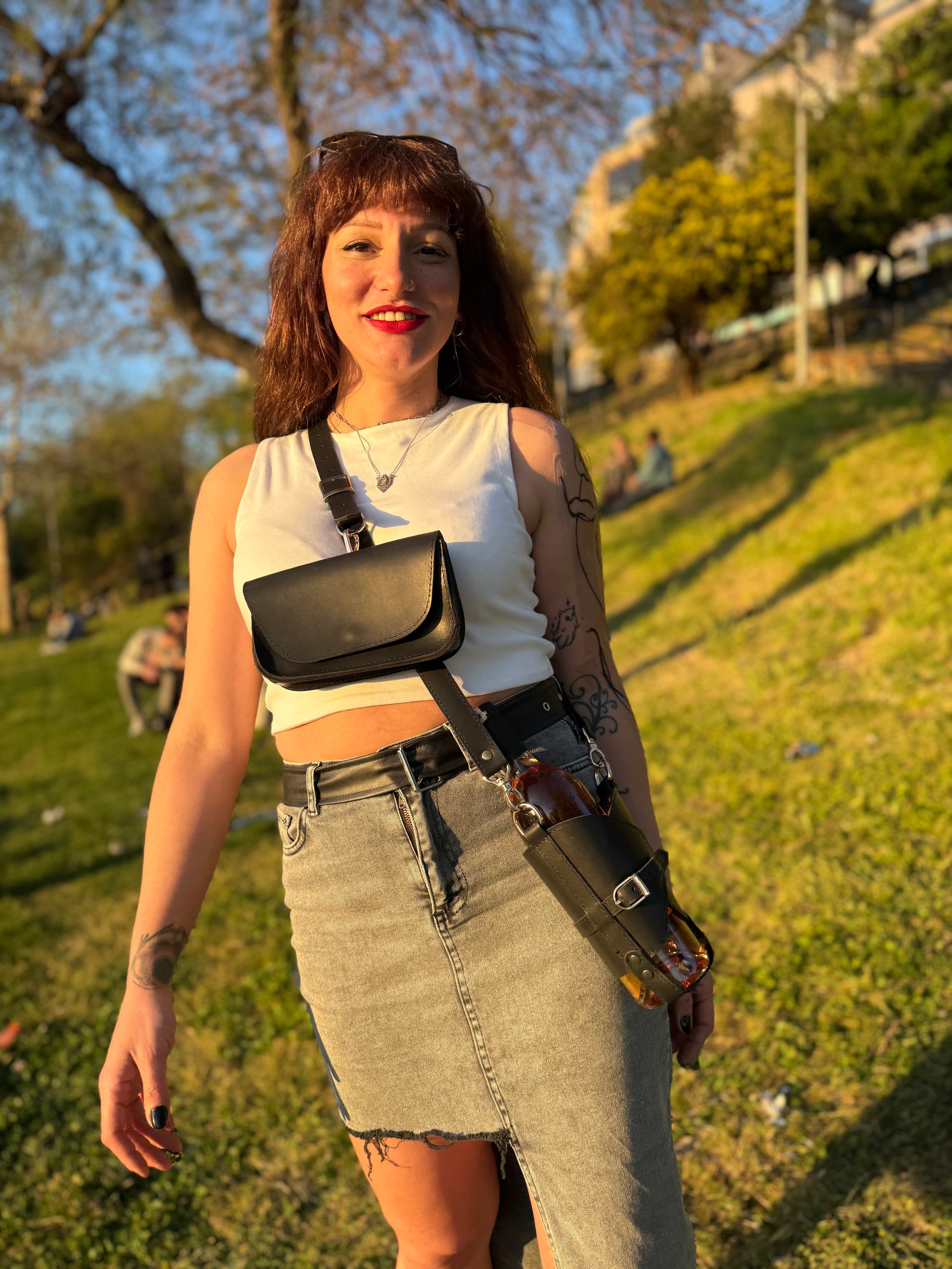 Handmade Leather Stanley Thermos Holder & Bottle Sling Set | Adjustable Dual Drink Carriers with Phone & Wallet Pouches | Universal Fit Thermos Bag Collection. 99percenthandmade