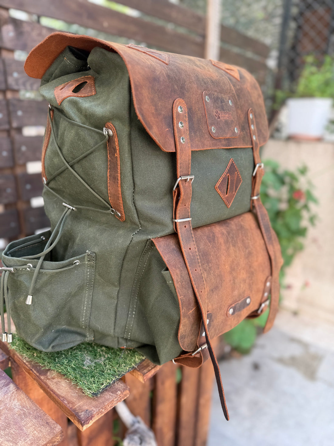 30L to 80L | Bushcraft Backpack | Leather and Waxed Canvas Backpack | Hiking Backpack | Extra large | Bushcraft | 99percenthandmade