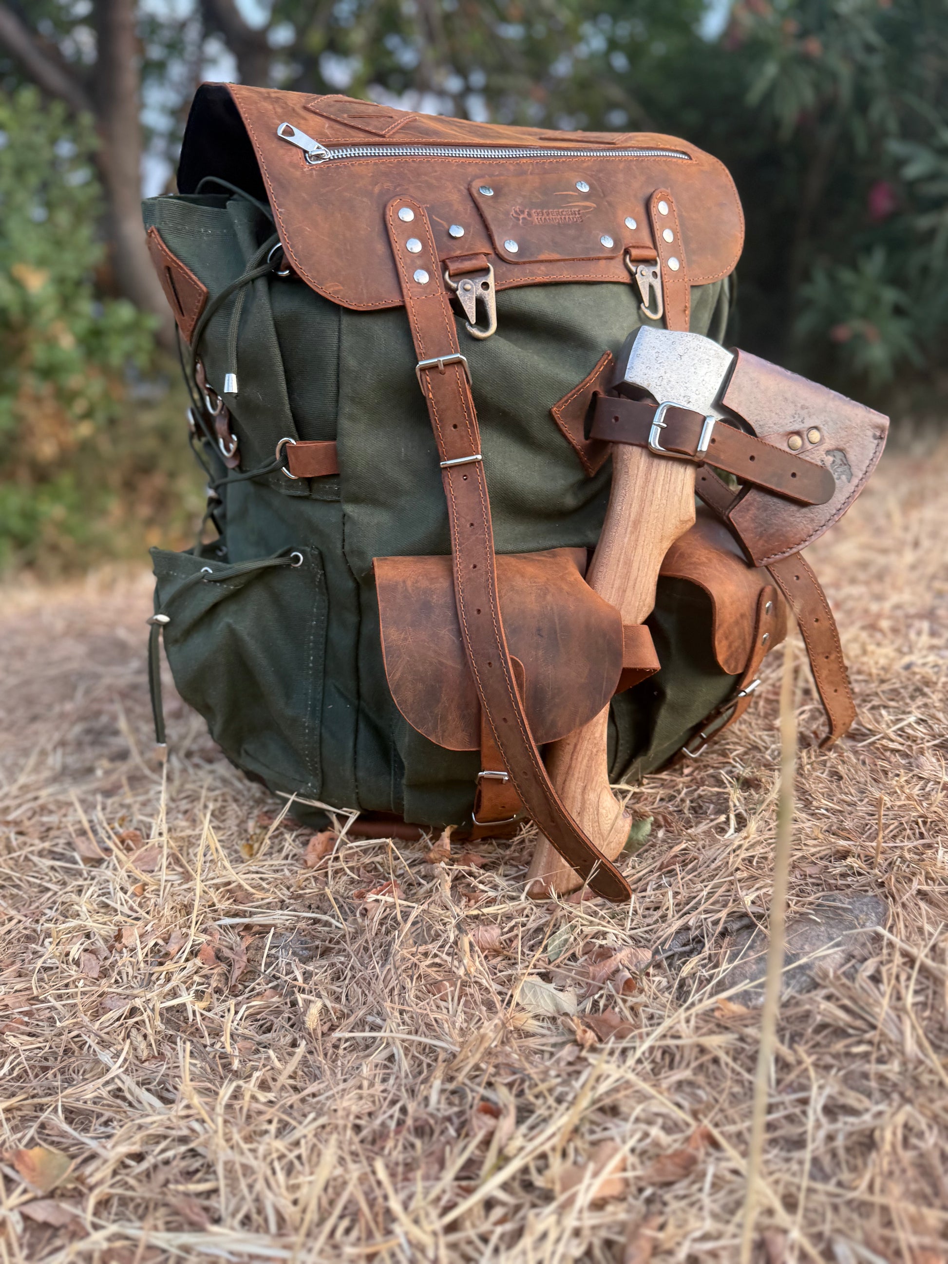 2026 Edition | Black-Brown-Green | Bushcraft Handmade Waxed Canvas Backpack | 50 L | Daily Use | Bushcraft, Travel, Camping, Hunting, Fishing, Sports bag 99percenthandmade