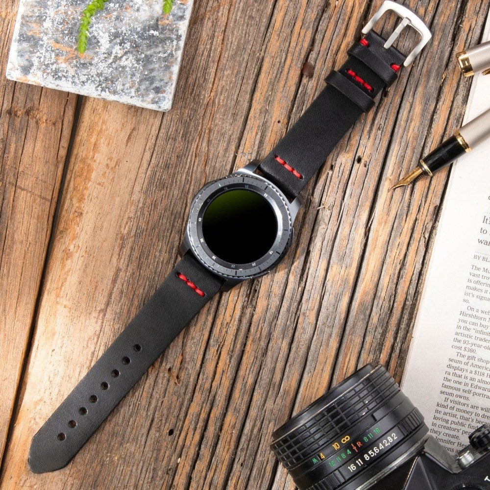 Black Leather Samsung - Huawei Watch Strap  99percenthandmade   