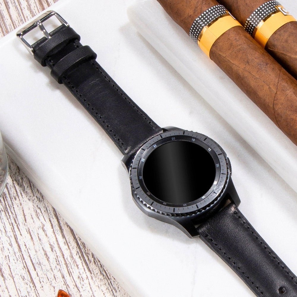 Black Leather Samsung - Huawei Watch Strap  99percenthandmade   