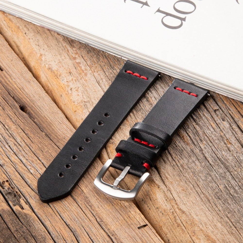 Black Leather Samsung - Huawei Watch Strap  99percenthandmade   