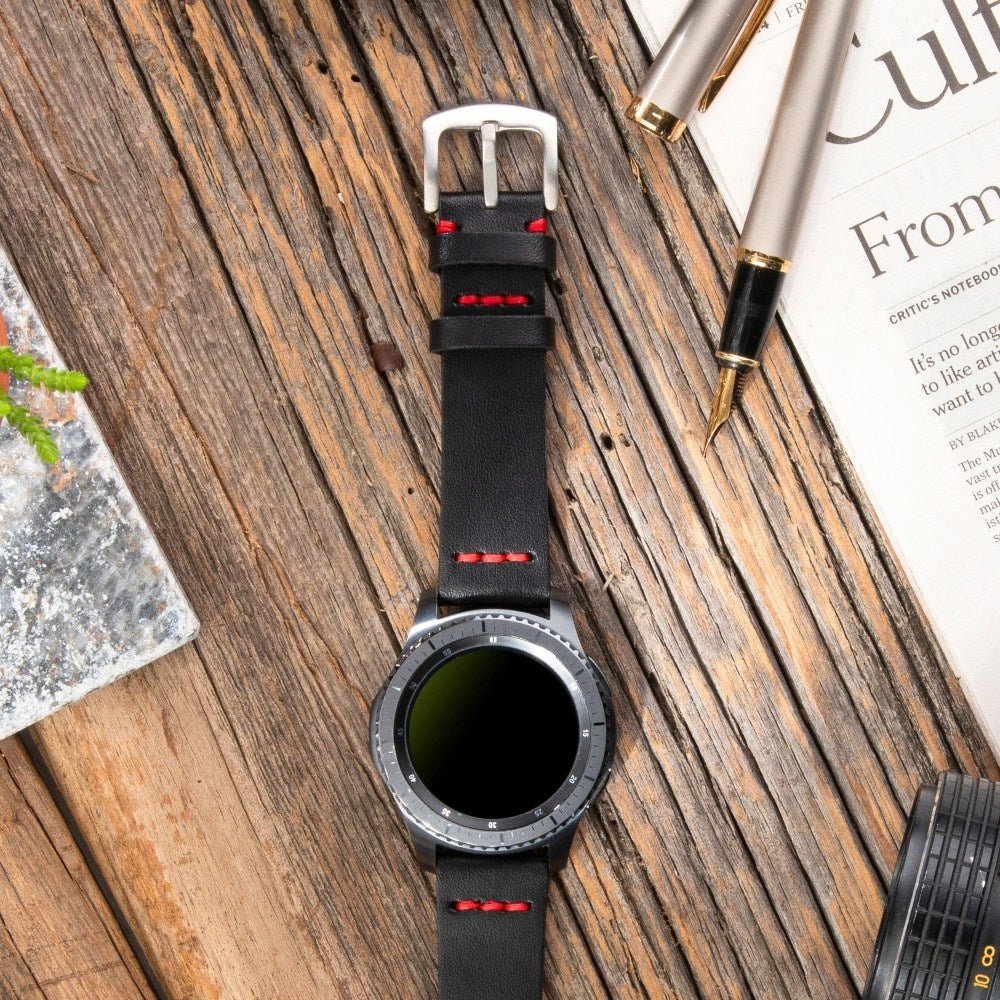 Black Leather Samsung - Huawei Watch Strap  99percenthandmade   