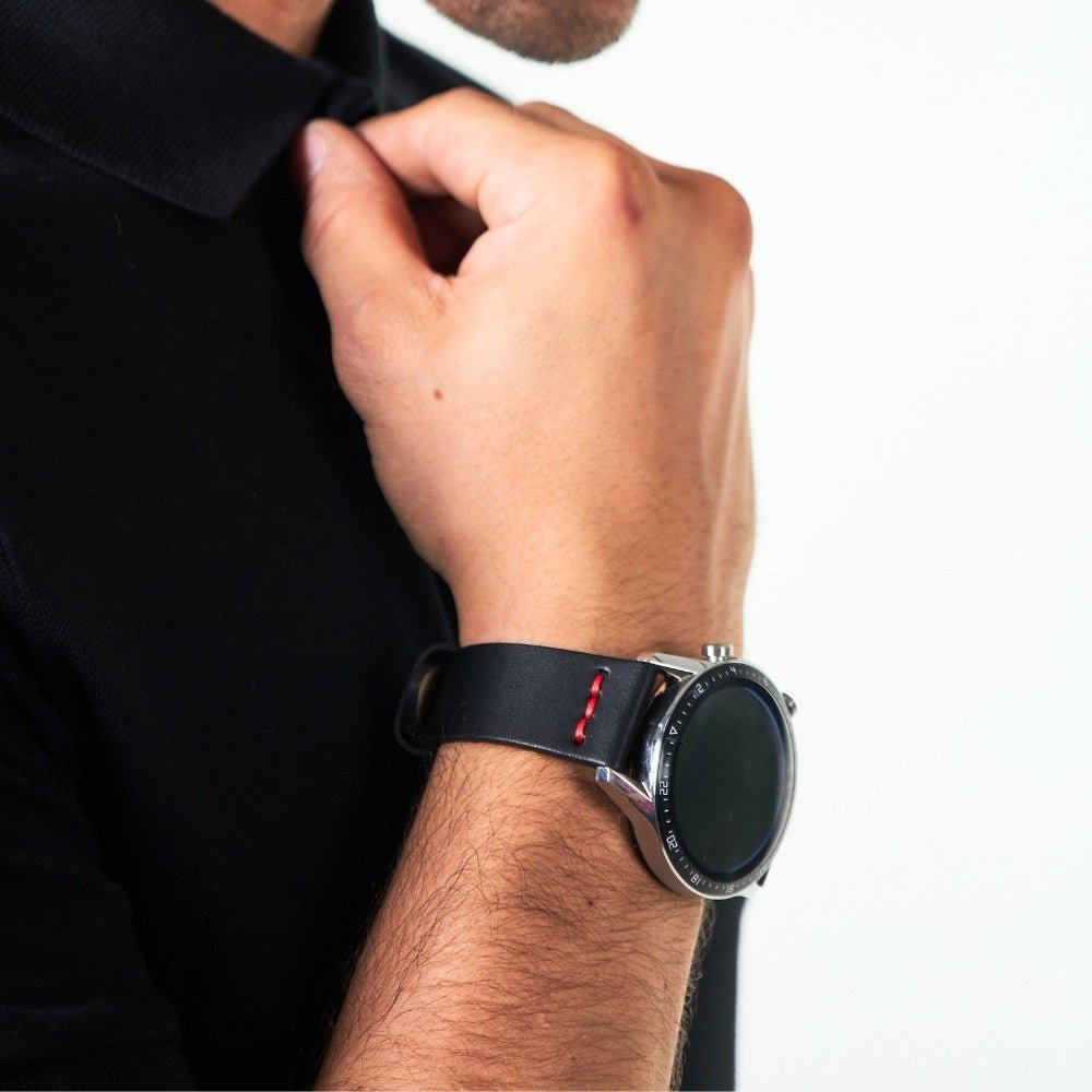 Black Leather Samsung - Huawei Watch Strap  99percenthandmade   