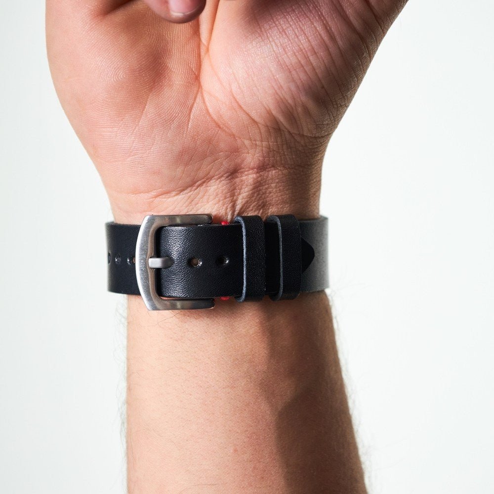 Black Leather Samsung - Huawei Watch Strap  99percenthandmade   