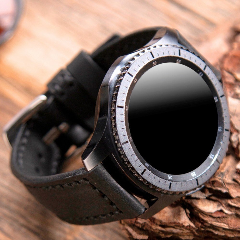 Black Leather Samsung - Huawei Watch Strap  99percenthandmade   
