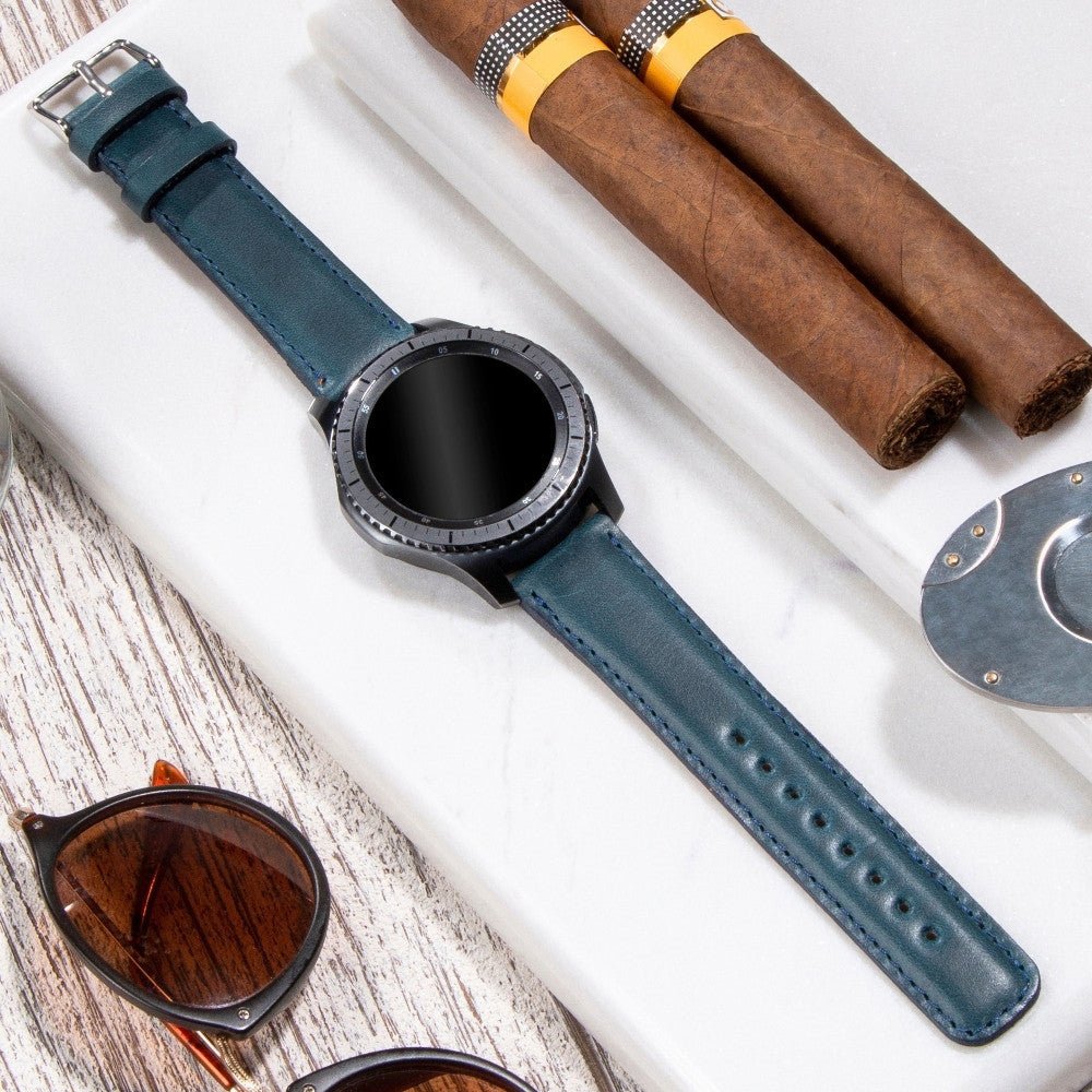 Blue Leather Samsung - Huawei Watch Strap  99percenthandmade   