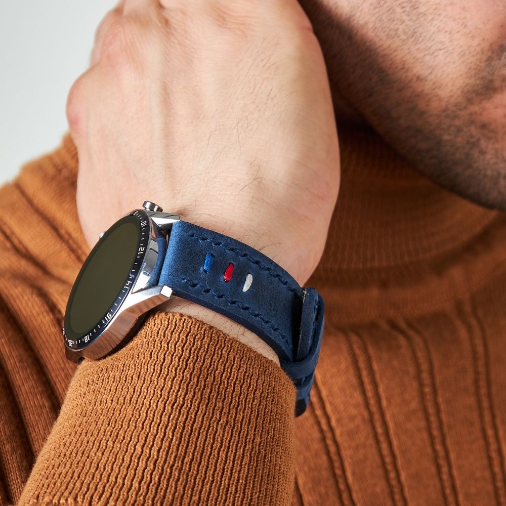 Blue Leather Samsung Watch Strap  99percenthandmade   