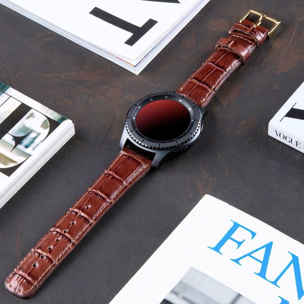 Brown Crocodile Embossed Leather Samsung Watch Strap  99percenthandmade   