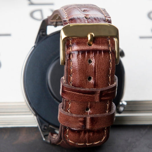 Brown Crocodile Embossed Leather Samsung Watch Strap  99percenthandmade   
