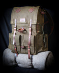Brown,Green, Khaki, Handmade Leather and Waxed Canvas Backpack for Bushcraft , Camping, Hiking | 50 Liter | Personalization  99percenthandmade   