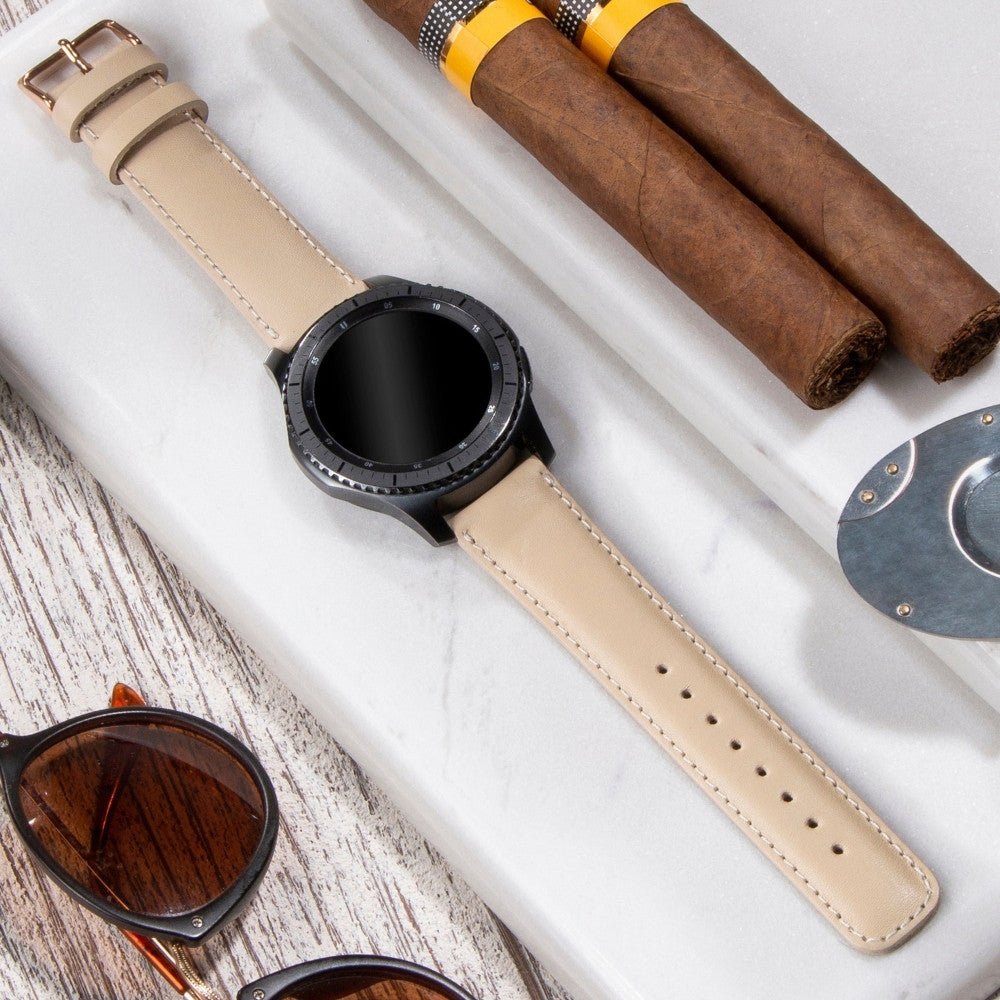 Cream Leather Samsung - Huawei Watch Strap  99percenthandmade   