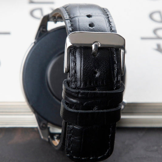 Crocodile Embossed Black Leather Samsung Watch Strap  99percenthandmade   