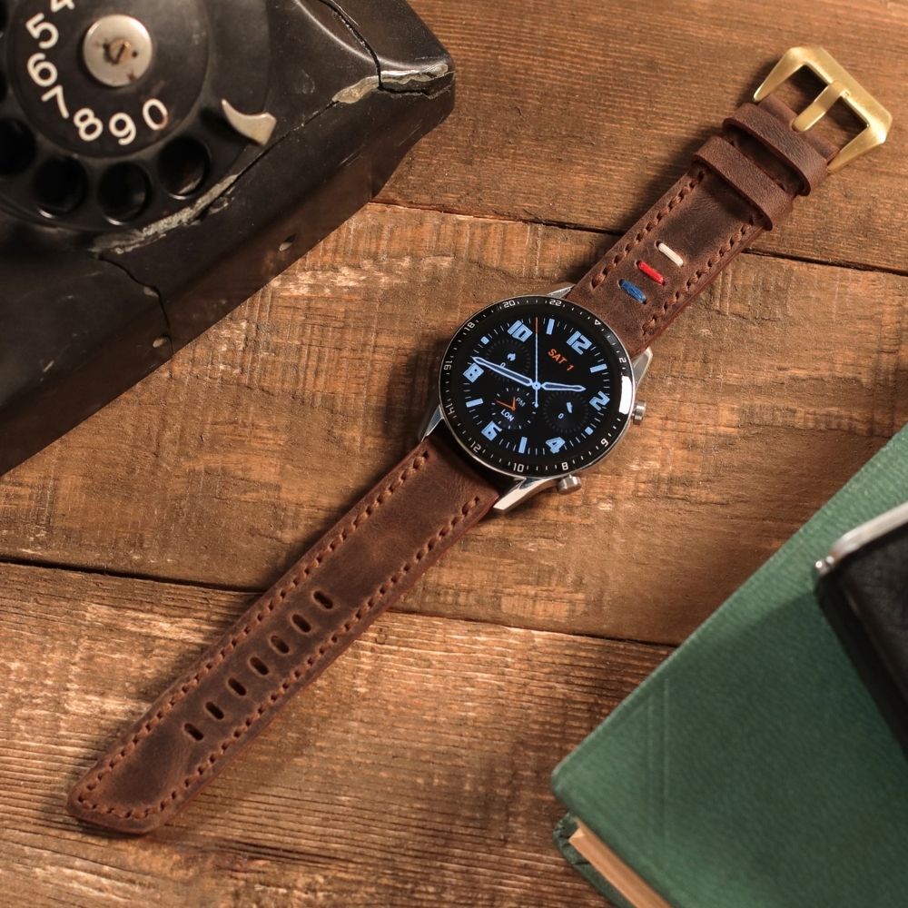 Dark Brown Leather Samsung Watch Strap  99percenthandmade   