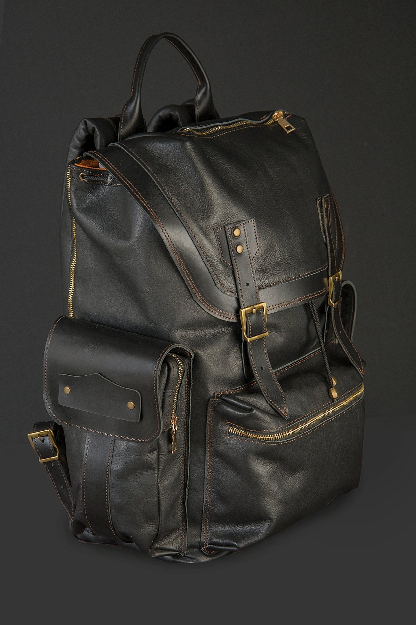 For Alwin Laptop Backpack, City Backpack, Handmade Full Leather Backpack with 2 different colors  99percenthandmade   