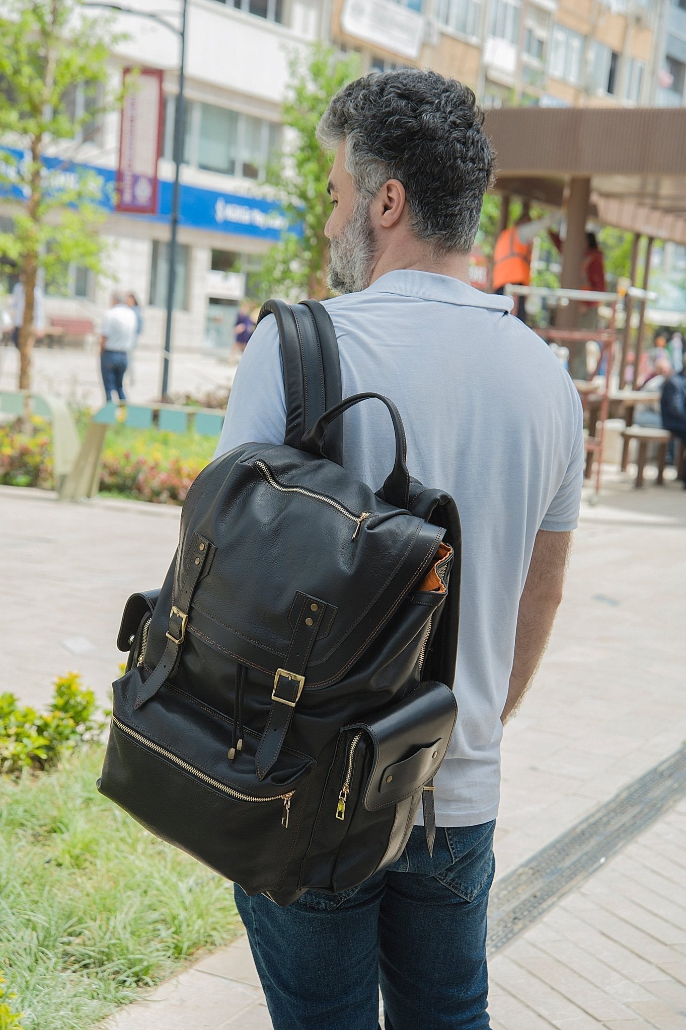 For Alwin Laptop Backpack, City Backpack, Handmade Full Leather Backpack with 2 different colors  99percenthandmade   