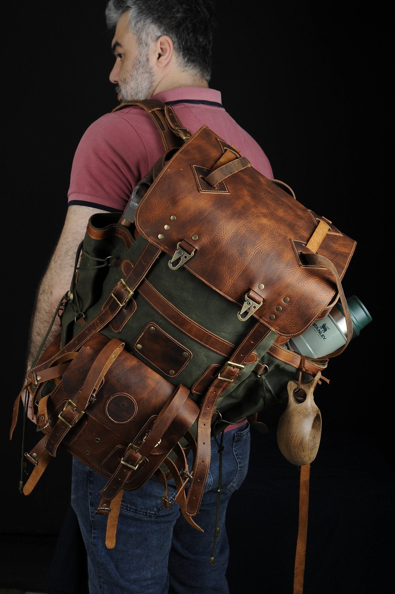 For Austin | Full Leather | Double Stiching | 45 Liter | Personalization  99percenthandmade   