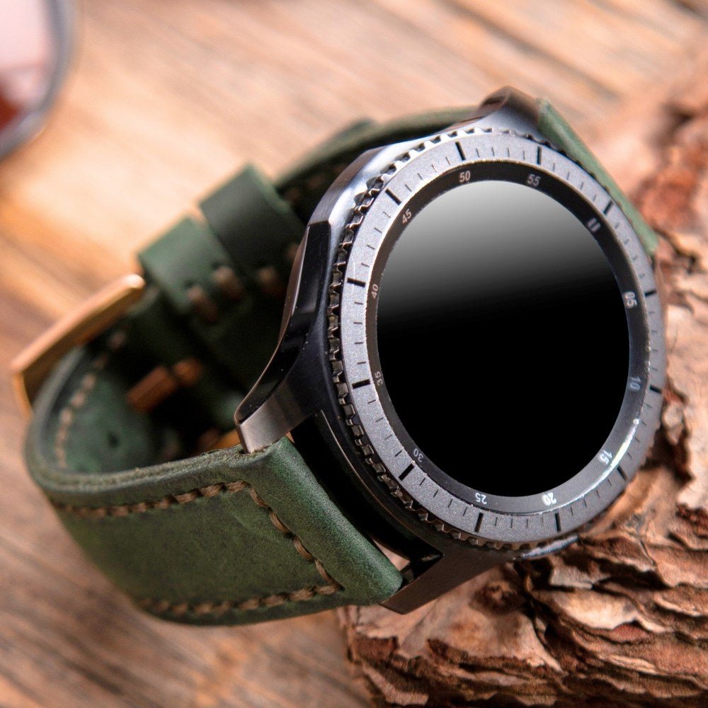Green Leather Samsung - Huawei Watch Strap  99percenthandmade   