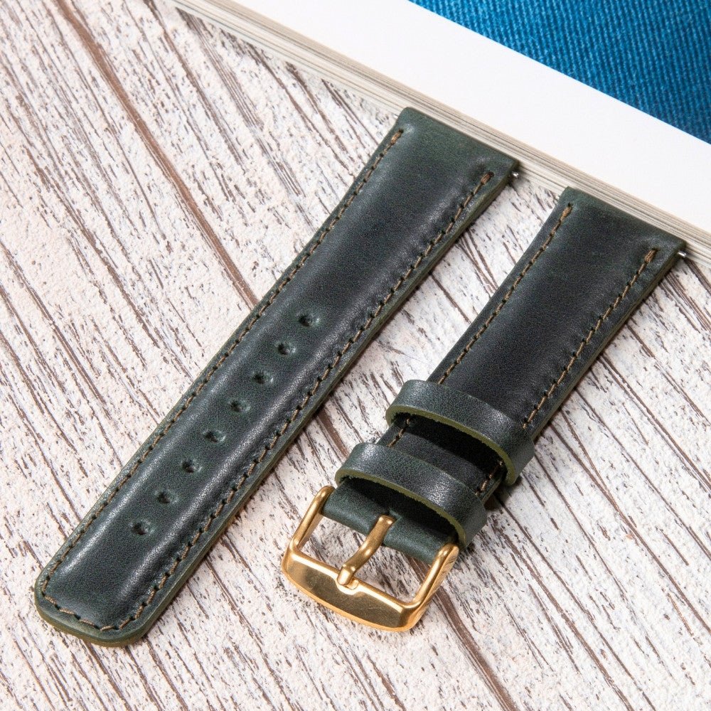 Green Leather Samsung - Huawei Watch Strap  99percenthandmade   
