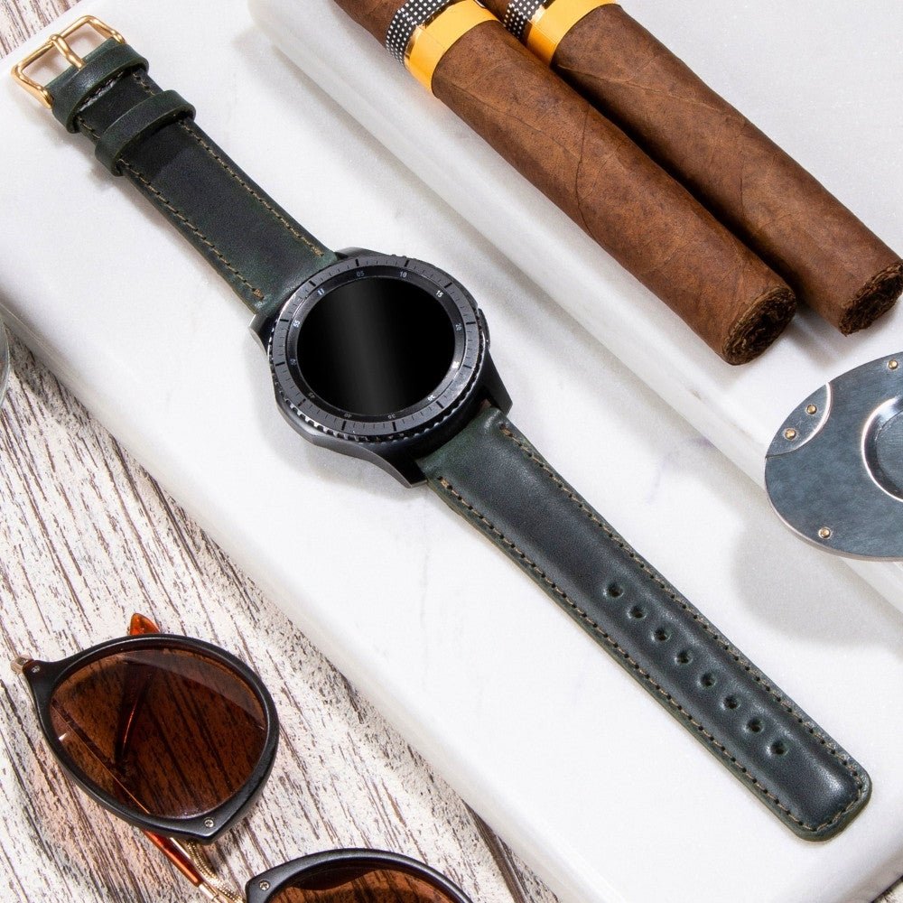 Green Leather Samsung - Huawei Watch Strap  99percenthandmade   