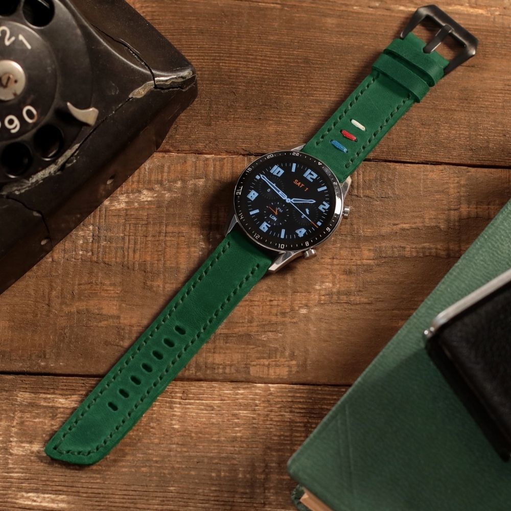 Green Leather Samsung Watch Strap  99percenthandmade   