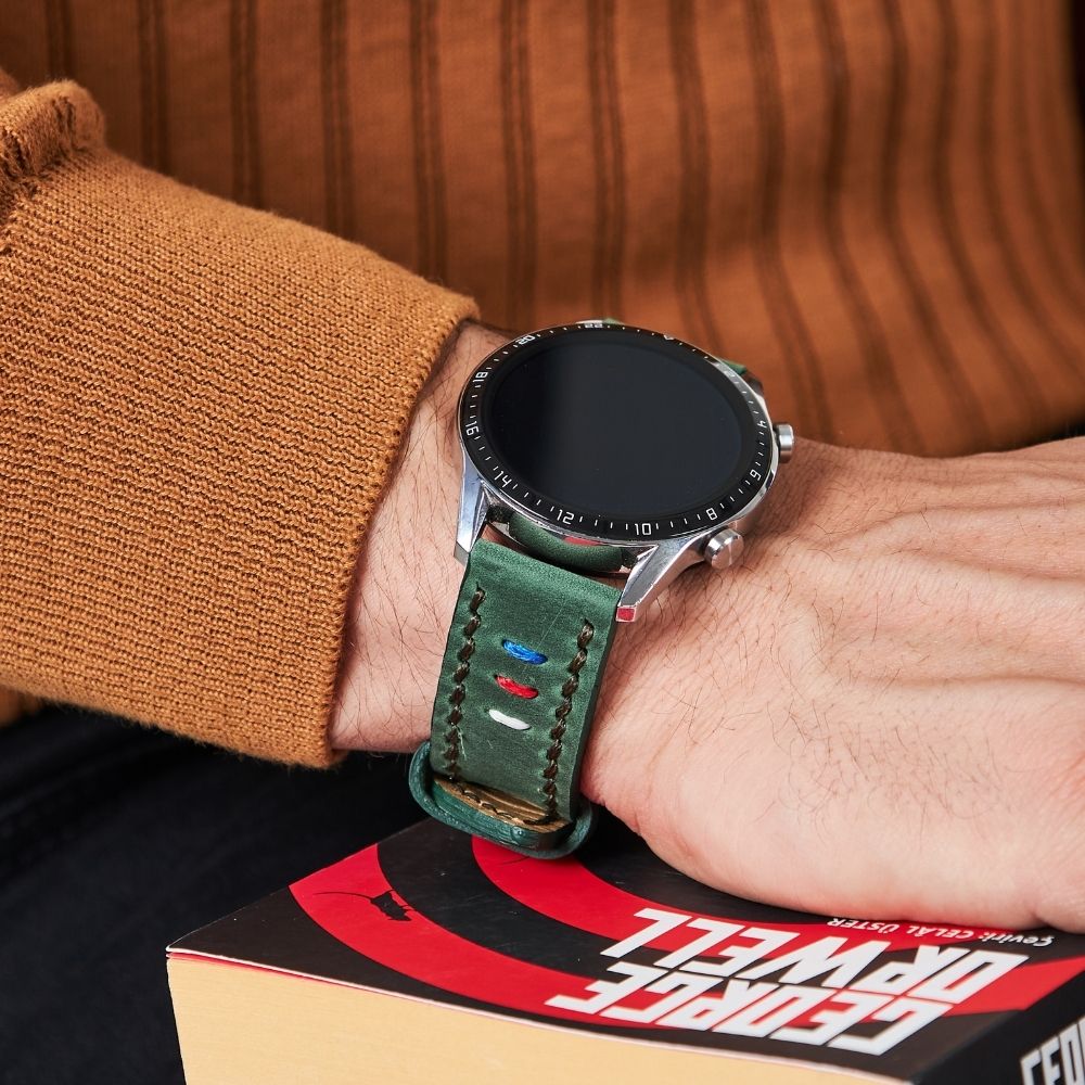 Green Leather Samsung Watch Strap  99percenthandmade   
