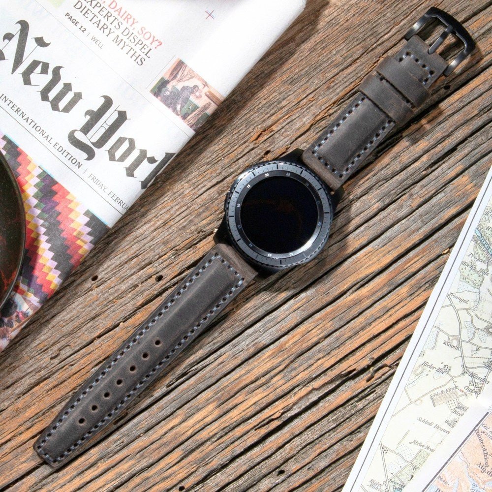 Grey Leather Samsung - Huawei Watch Strap  99percenthandmade   