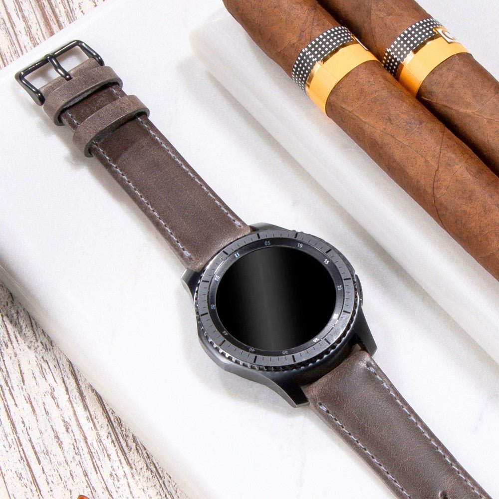 Grey Leather Samsung - Huawei Watch Strap  99percenthandmade   