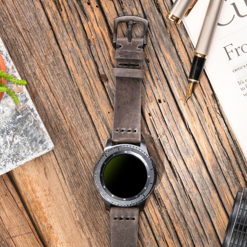 Grey Leather Samsung - Huawei Watch Strap  99percenthandmade   