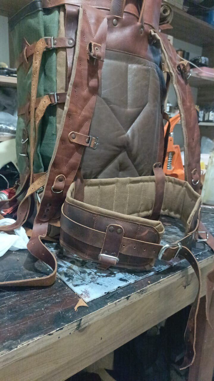 Handmade Custom Leather and Waxed Backpack for Travel, Camping | inside 45 Liter | Personalization  99percenthandmade   