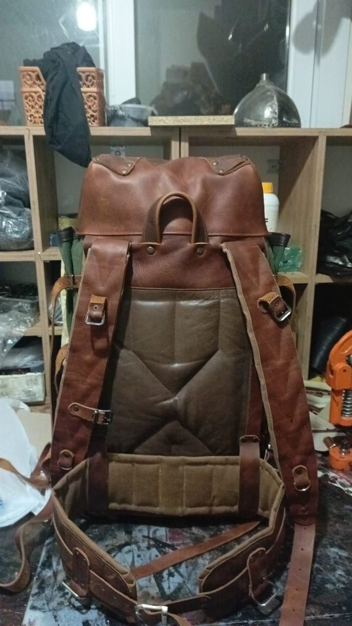 Handmade Custom Leather and Waxed Backpack for Travel, Camping | inside 45 Liter | Personalization  99percenthandmade   