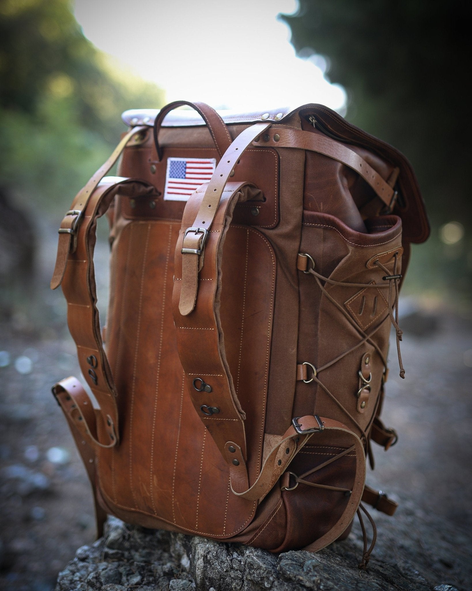 Handmade Leather Backpack | Brown | Waxed Canvas Backpack | Bushcraft Backpack | Travel, Camping, Hiking | Personalization for your request  99percenthandmade   