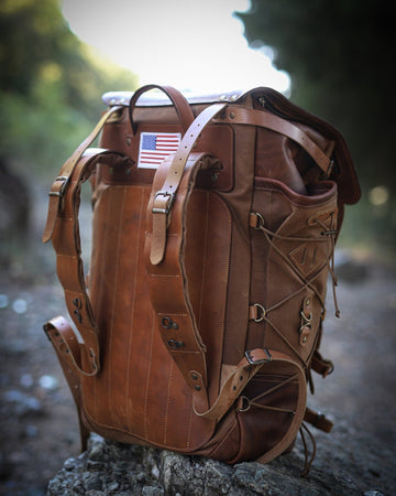 Handmade Leather Backpack | Brown | Waxed Canvas Backpack | Bushcraft Backpack | Travel, Camping, Hiking | Personalization for your request  99percenthandmade   