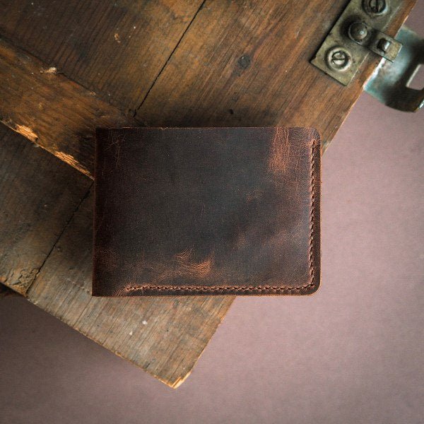 Handmade Wallet Without Coin Pocket 3 Colour Option Tobacco, Brown Personalized Wallet | Gift For Him | You can Engrave inside outside  99percenthandmade Tobacco  