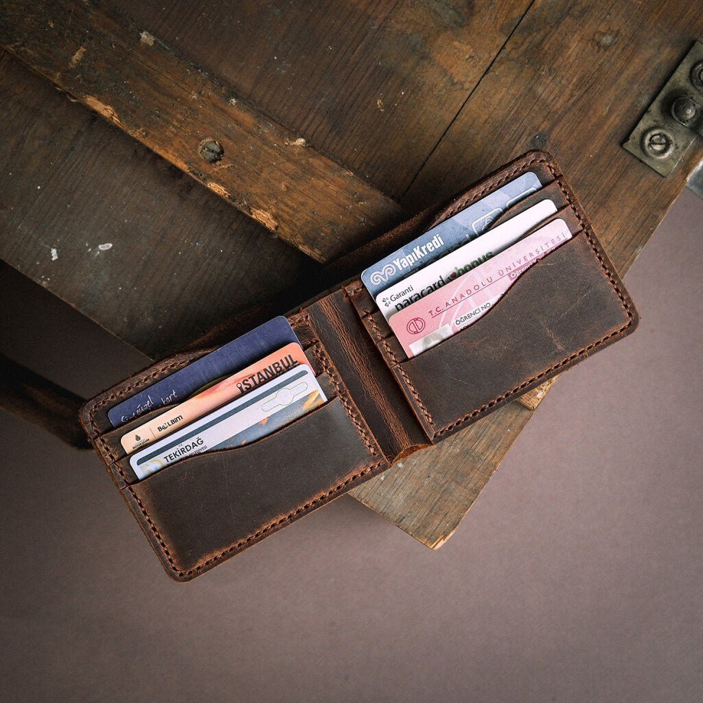 Handmade Wallet Without Coin Pocket 3 Colour Option Tobacco, Brown Personalized Wallet | Gift For Him | You can Engrave inside outside  99percenthandmade Tobacco  