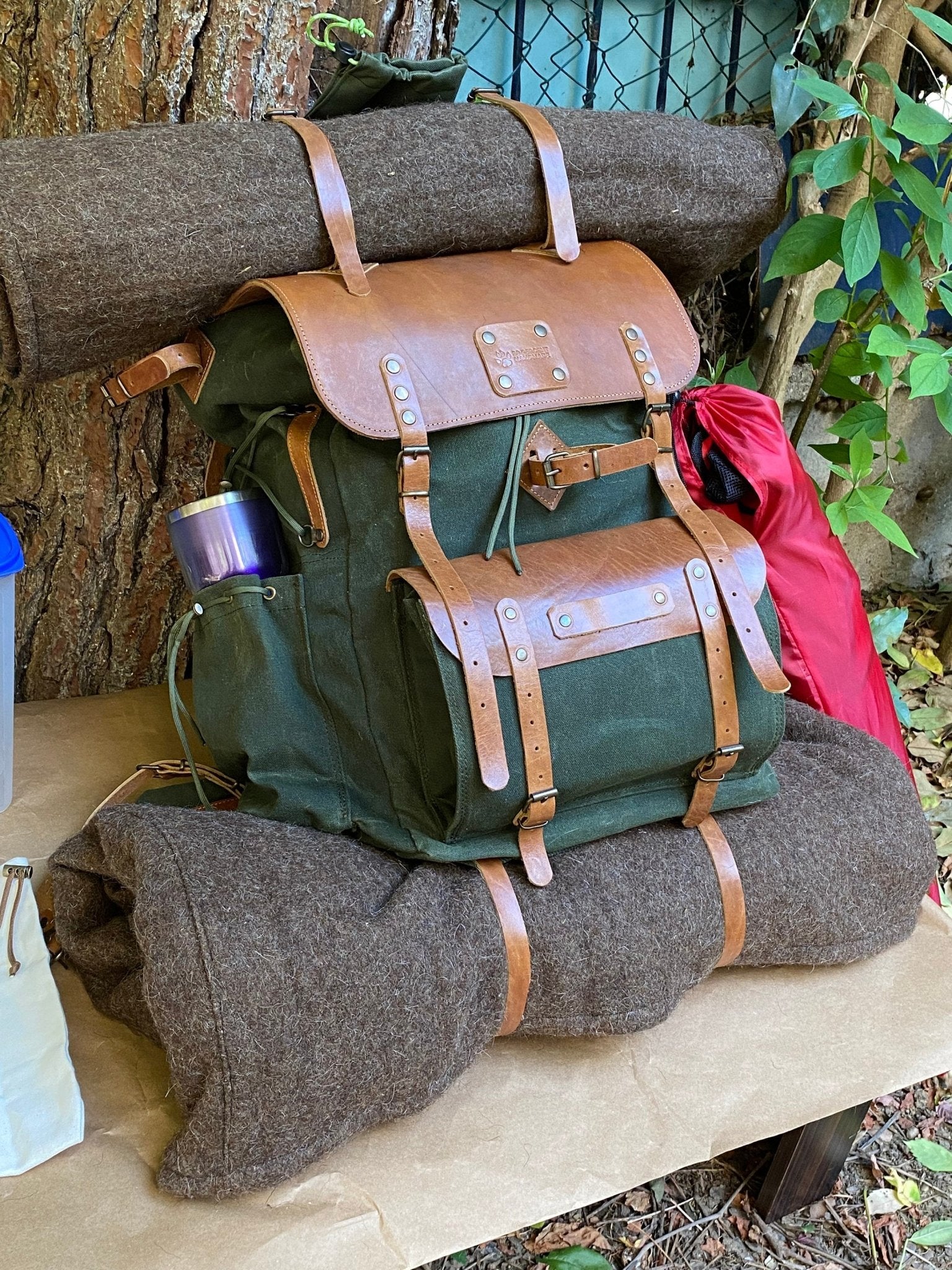 Hiking Backpack | Leather - Canvas | Hiking Backpacks | Brown- Black-Green-Blue-White | 30L-40L-50L-60L-70L-80L  99percenthandmade   