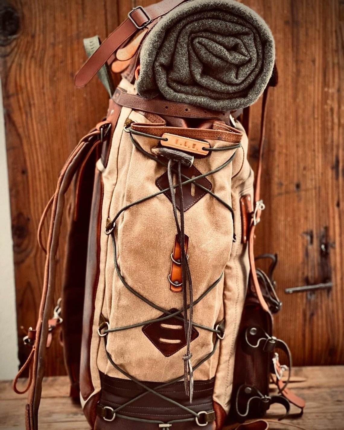 Hiking Backpack | Leather - Canvas | Hiking Bags | Hiking Rucksacks | Brown bushcraft - camping - hiking backpack 99percenthandmade   