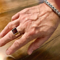 Men’s Silver Square Signet Ring with Onyx Black Zircon Red Agate Mother of Pearl Tiger Eye Blue Sapphire (Copy) Othello