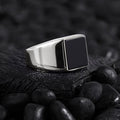 Men’s Silver Square Signet Ring with Onyx Black Zircon Red Agate Mother of Pearl Tiger Eye Blue Sapphire (Copy) Othello