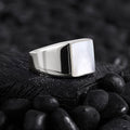 Men’s Silver Square Signet Ring with Onyx Black Zircon Red Agate Mother of Pearl Tiger Eye Blue Sapphire (Copy) Othello